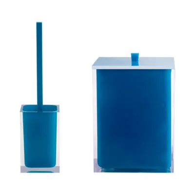 סט פח ומברשת SQUARE בצבע כחול פטרול