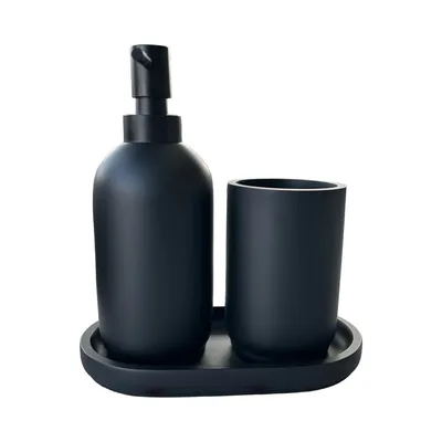 סט כוס, דיספנסר ומגש מסדרת CLASSIC בצבע שחור